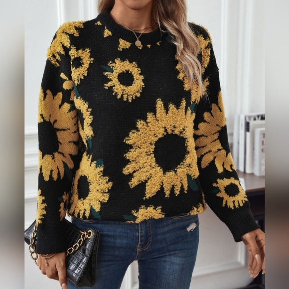 Golden Sunflower Pullover Sweater - Picture 4 of 5